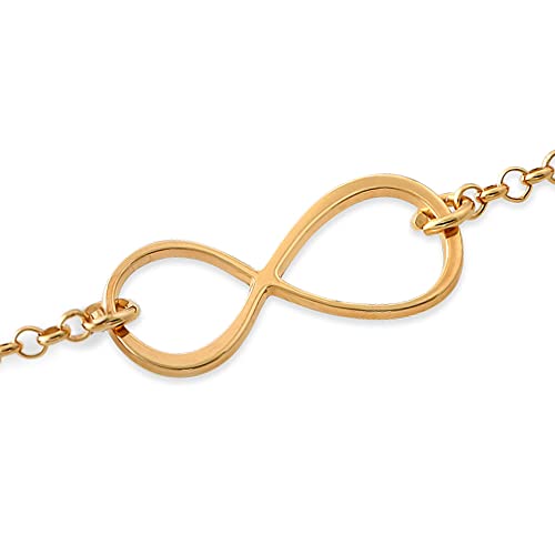 Personalized Infinity Bracelet - Choose Your Style - Sterling Silver, Solid Gold or Plated - Rolo Chain - color: 18K Gold Plated Silver, size: Classic Bracelet