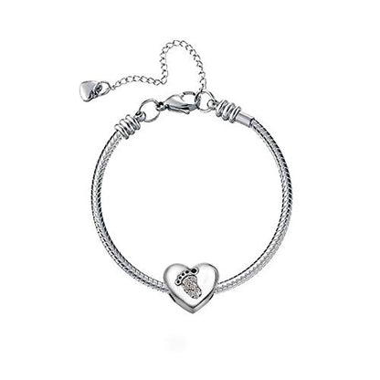 KunBead January-December Birthstone Footprint Heart Birthday Love Bead Charms Compatible with Pandora Bracelet for Mom Daughter Grandma Granddaughter - color: April