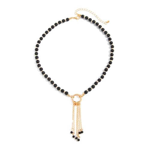 Gold Layered Necklace for Women Chunky Stacked Chain Link Paperclip Evil Eye Necklace Trendy Punk Jewelry - color: X-Round