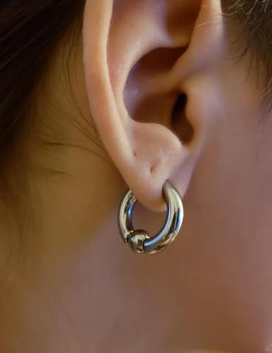 00G 0G 2G 4G 6G 8G 10G 12G 14G 16G Septum Rings Silver Black Surgical Steel Heavy Gauges Earrings Stretching kit Eyebrow Lip Septm Nose Rings Helix Tragus Daith Rook Earrings Hoops 10mm-19mm - color: Silver, size: 4G(5.0mm)-Inner Dia:16mm