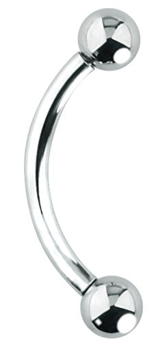 Forbidden Body Jewelry Curved Barbell Piercing Jewelry - 00GA-16GA Silver Eyebrow Piercing - Surgical Steel Snake Eye Frog Eyes Tongue Rings & Belly Rings for Women (6/14mm Bar, 3/12mm Balls) - style: 16GA, 10mm Length, 3mm Balls