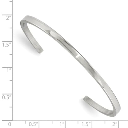 Chisel Polished Cuff Bangle in Stainless Steel, 3mm