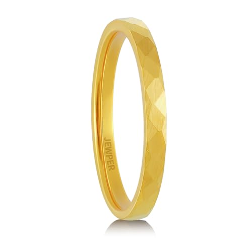 2/4/6/8mm Black/silver/gold Tungsten Rings for Men Womens Couple Fashion Jewelry Promise Engagement Wedding Band Hammered Inner ring inlaid with olive wood Carbide Polished Edge Comfort Fit - color: 2MM golden