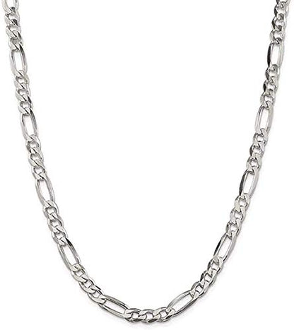 Savlano 925 Sterling Silver 5.5mm Italian Solid Figaro Link Chain Necklace Comes With a Gift Box for Men & Women - Made in Italy