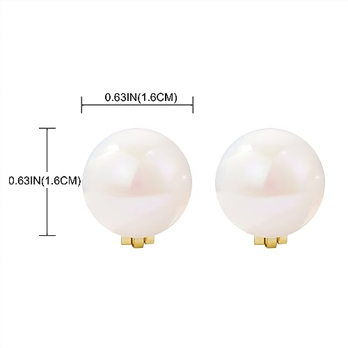 YOQUCOL Simulated Freshwater Pearl Clip On Earrings Not Pierced Elegant Stud Jewelry For Women - color: 20MM-AB Color