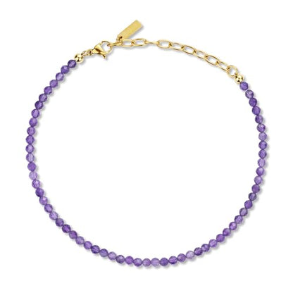 COAI Beach Waterproof Anklet for Women, Black Tourmaline Moonstone Amethyst Beaded Anklet for Women - style: Amethyst