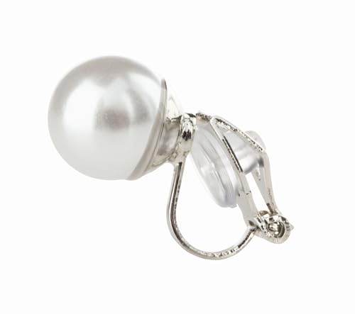 Aloha Earrings Simulated Freshwater Pearl Clip On Stud Earrings - style: Silver Tone