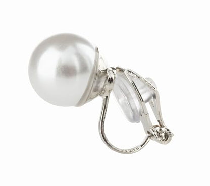 Aloha Earrings Simulated Freshwater Pearl Clip On Stud Earrings - style: Silver Tone