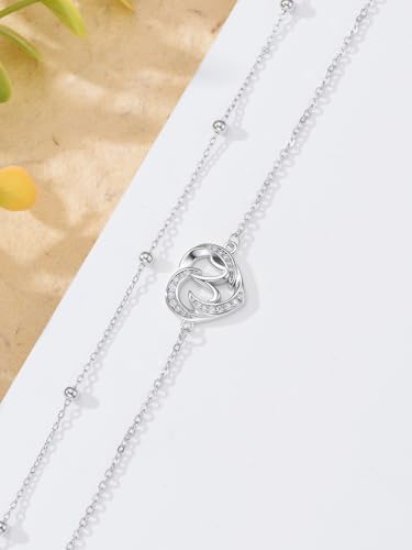 Dorunmo Initial Anklet 925 Sterling Silver Letter A-Z Layered Heart Anklet Beach Jewelry Birthday Gifts for Women - color: N
