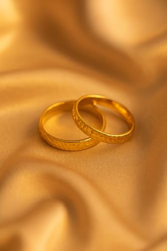 Wedding Bands Ring for Women Men Rose Silver Gold Polished Slim Engagement Promise Rings Comfort Fit - size: 9, style: hammered design
