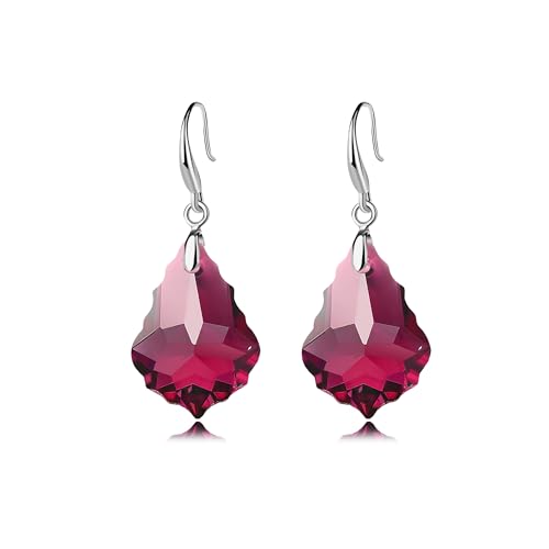 Austrian Crystal Baroque Teardrop Dangle Earrings for Women | 14K Gold-Plated,Hypoallergenic,Brilliant Facets,Fluid Movement,Easy-Wear Fishhook Fit,For Daily Wear And Special Occasions - color: Fuchsia