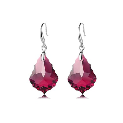 Austrian Crystal Baroque Teardrop Dangle Earrings for Women | 14K Gold-Plated,Hypoallergenic,Brilliant Facets,Fluid Movement,Easy-Wear Fishhook Fit,For Daily Wear And Special Occasions - color: Fuchsia
