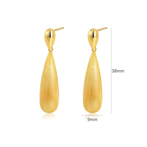 Large Geometric Drop Dangle Earrings for Women Pearl Teardrop Disc Rectangle Oval Fishtail Shell Shaped Textured Dangle Studs Earrings for Women - color: Silver-Brushed