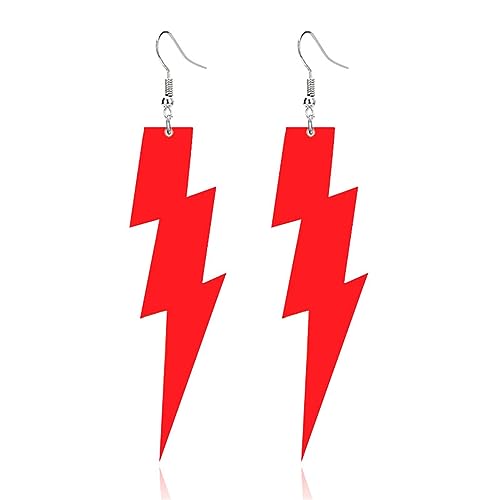 ONLYJUMP Acrylic Exaggerated Lightning Earrings Statement Punk Retro Geometric Delicate Neon Personalized Earrings Accessory Jewelry for Women - color: Exaggerated Red