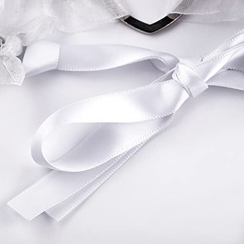 Eigso Velvet Gothic Garter for Women Heart Leg Ring with Rivets Elastic Lace Bracelets Choker Set - color: White