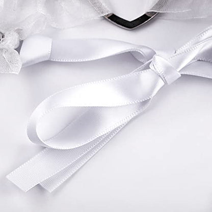 Eigso Velvet Gothic Garter for Women Heart Leg Ring with Rivets Elastic Lace Bracelets Choker Set - color: White