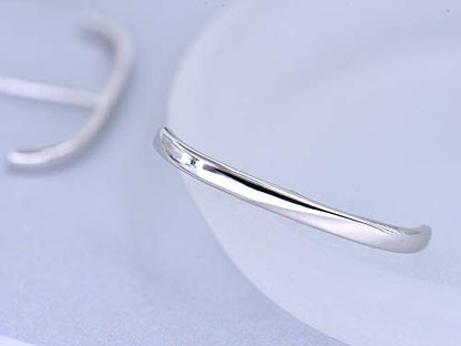 18K Gold Plated Sterling Silver Suspension Hoop Earring Ear Suspender Minimalist Ear Cuff Rose Gold Wrap Hoop Silver Huggie Earring - color: Rhodium Plated
