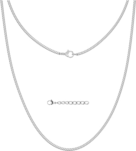Silvadore Gold/Silver Chain for Men Necklace (2/4/6mm) - Stainless Steel Cuban Link Chain for Men (18K/925 Plated) - Thin, Non-Tarnish & Waterproof Jewelry - GIFT-READY - (18/20/22/24 Inch) - color: 925 Silver Plated, size: 20 inch (51cm), style: 2mm