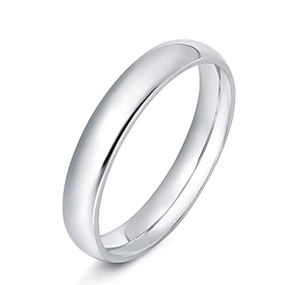 KAZITSAN 2mm 4mm 6mm Stainless Steel Rings for Women Men High Polish Plain Dome Silver/Gold/Rose Gold Wedding Band Comfort Fit - color: 4mm-Silver