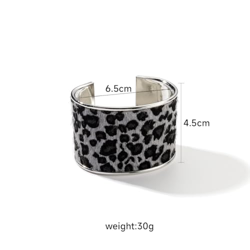 COLORFUL BLING Metal Punk Leopard Print Bangle Bracelet for Women Wide Chunky Gold Stackable Wrapped Open Cuff Bracelets Wristband Statement Jewelry - style: style 4