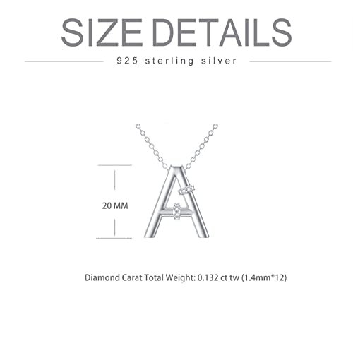 Initial Pendant Necklace 14K White Gold Plated A-Z 26 Letter Alphabet Pendant 925 Sterling Silver Jewelry Gift for Women Girls Teens - style: Alphabet - M
