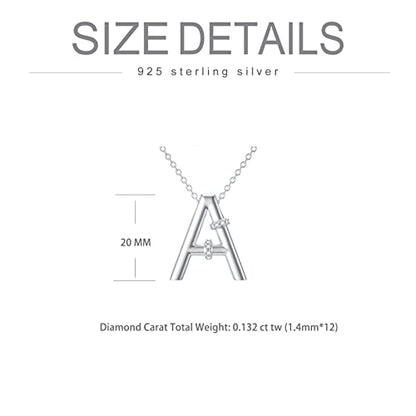 Initial Pendant Necklace 14K White Gold Plated A-Z 26 Letter Alphabet Pendant 925 Sterling Silver Jewelry Gift for Women Girls Teens - style: Alphabet - M