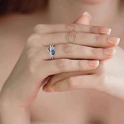 Santuzza 925 Sterling Silver Twist Ring White Cubic Zirconia Rings - color: [A]Blue