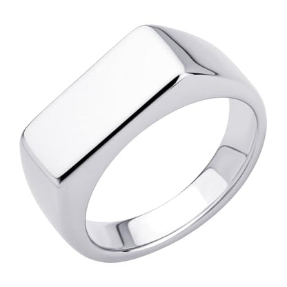 555Jewelry Stainless Steel Solid Plain High Polish Round Signet Ring for Men - color: Rectangle Silver