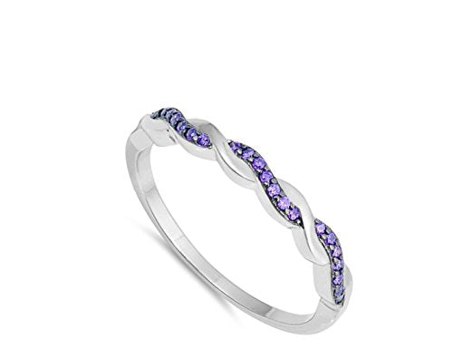 CHOOSE YOUR COLOR Sterling Silver Infinity Knot Ring - color: Purple (Simulated Amethyst)