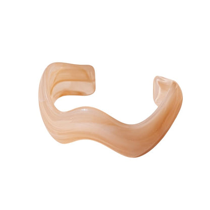 Creative Wave-shaped Opening Cuff Bracelets Statement Colorful Geometric Chunky Bangle Bracelets Acrylic Resin Irregular Wristbands for Beach Vacation Jewelry - color: Shallow Khaki