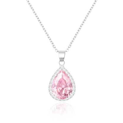 Linawe Crystal Chain Necklace for Women Trendy, Imitation Diamond Pendant, Statement Cubic Zirconia Boho Jewelry Set, 14K Gold/Rose Gold/Silver Birthstone Necklace - color: Silver,Oct,June