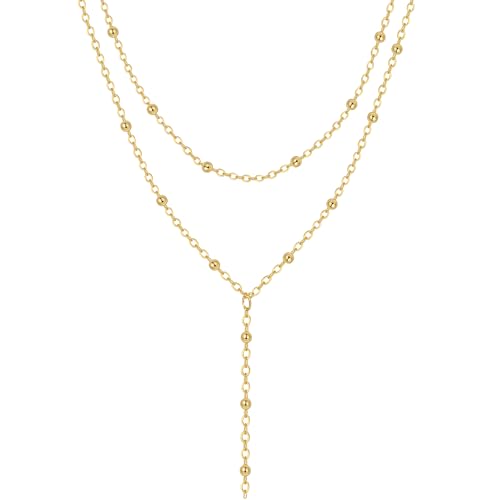 Coshilta Lariat Gold Necklace for Women, Dainty Long Necklace Gold Plated Y-Shaped Pendant Necklace Minimalist Drop Layered Necklaces Gold Plated Jewelry For Women Gift - color: Gold-N0177