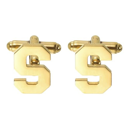 PATIKIL Initial Cufflinks, Classic Alphabet Stainless Steel Men Cuff Links 26 Letters A-Z with Box for Men Father Husband Weddings Gift Business Birthday - style: Letter S