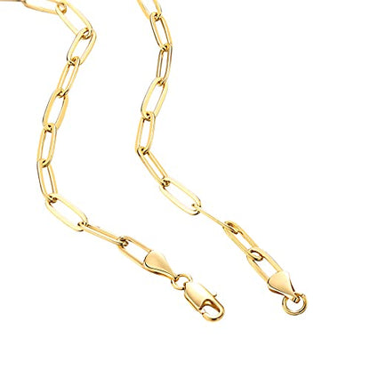 PAVOI Chain Necklace for Women, 14K Gold Plated Adjustable Layering Chain - style: Paperclip-L