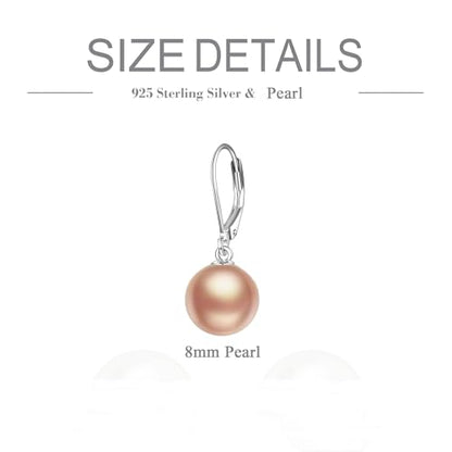 925 Sterling Silver Pearl Leverback Earrings Dangle Drop Jewelry Gifts for Women - style: Champagne Pearl