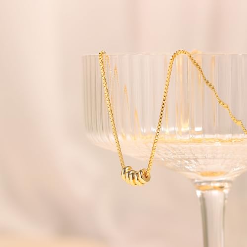 HANLI 14K Gold Plated Necklaces for Women - Dainty Butterfly, Star of David, Moon and Star, Sun, Lotus, Infinity, Hummingbird, Bee,Boots,Chill,Sunflower Pendant Designs - Elegant Jewelry for Women - color: Box Bead