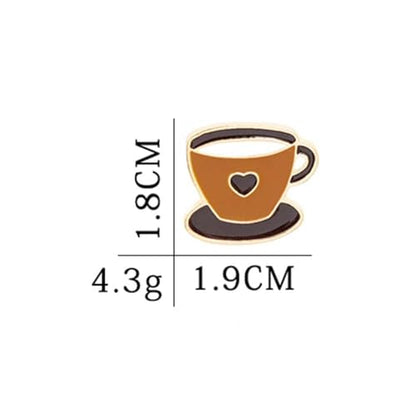 Brown Coffee Cup Enamel Lapel Pin Cartoon Badge for Boy Girl Gift Clothes Backpacks Badges Hats Bags - size: 12Pieces