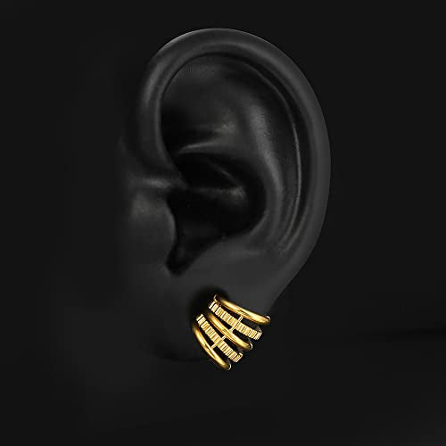 Casvort 2 PCS Hypoallergenic 316 Stainless Steel 00G/3/4'' Stacked Ring Cuffs for Stretched Lobe Ear Gauges Plugs Ear Tunnels Stretcher Earring Studs Clip on Cartilage Body Piercing Jewelry - color: Gold Shine 10mm (00g)