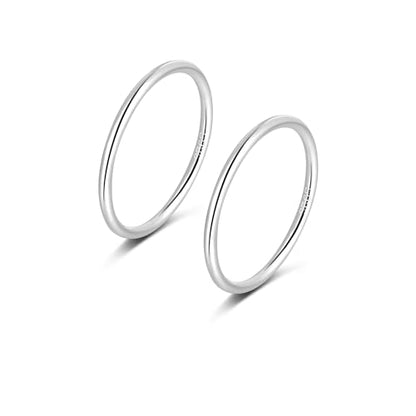 CANDYFANCY 925 Sterling Silver 1.2mm Stacking Midi Thin Rings Thumb Pinky Ring Stack Knuckle Rings for Women Band Ring Size 2.5-8.5 - color: silver-2pcs, size: 4.25