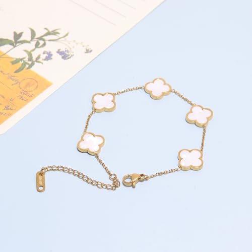 3 PC Set 18K Gold Plated Clover Necklace Bracelets Earrings Dainty Four Leaf Clover Bracelets For Women Clover Earrings Birthday Christmas Day Gift