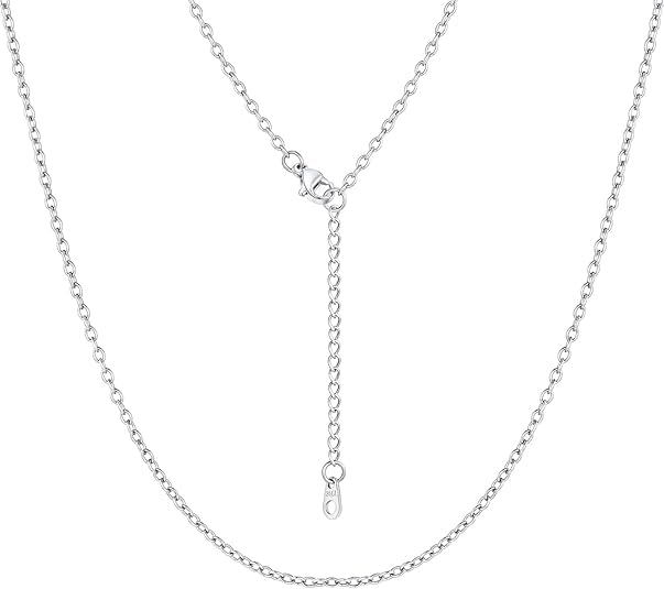 FOCALOOK Womens Chain Necklace, 1/1.4/2mm Thin Cable Link Necklace Chain | Hypoallergenic 316L Stainless Steel, Non Tarnish, Sturdy Chain for Pendants, 14K Gold Plated/Silver/Rose Gold/Black, 14-30" - color: 2mm Silver, size: 14 Inch