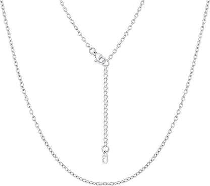 FOCALOOK Womens Chain Necklace, 1/1.4/2mm Thin Cable Link Necklace Chain | Hypoallergenic 316L Stainless Steel, Non Tarnish, Sturdy Chain for Pendants, 14K Gold Plated/Silver/Rose Gold/Black, 14-30" - color: 2mm Silver, size: 14 Inch
