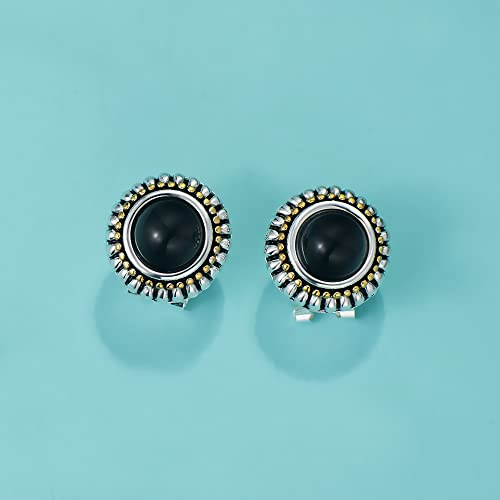 UNY JEWEL Jewelry Make a Statement Two Tone 11mm Imitation Pearl Multi Gold Dots Women French Clip Earring Christmas Gifts - color: Black