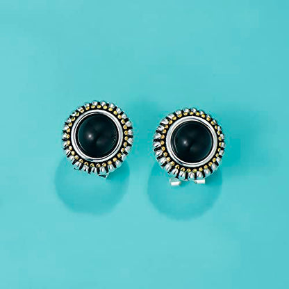 UNY JEWEL Jewelry Make a Statement Two Tone 11mm Imitation Pearl Multi Gold Dots Women French Clip Earring Christmas Gifts - color: Black
