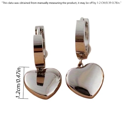 Silver Hoop Earrings for Women Stainless Steel Heart Charm Huggie | Statement Jewelry