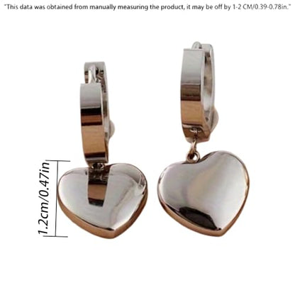 Silver Hoop Earrings for Women Stainless Steel Heart Charm Huggie | Statement Jewelry