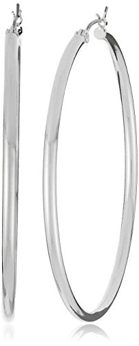 Nine West Women's Hoop Earrings, Classic Fashion Jewelry Accessories for Everyday Wear, Lightweight Statement Earrings for Casual, Office, and Evening Looks - color: Large - Silver
