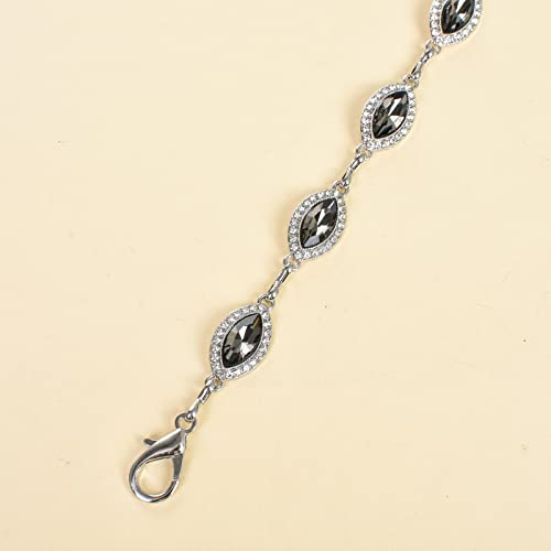 ILuvatar Green Glass Diamond Chain Belt - Metal Women's Western Style Dress Belt - color: Silver-bk