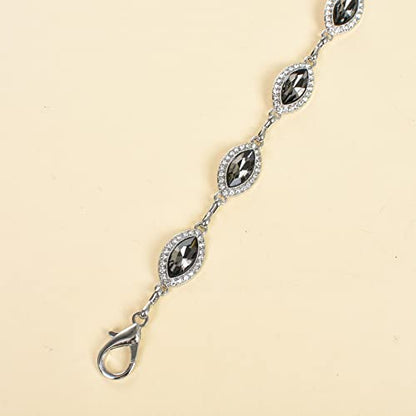 ILuvatar Green Glass Diamond Chain Belt - Metal Women's Western Style Dress Belt - color: Silver-bk