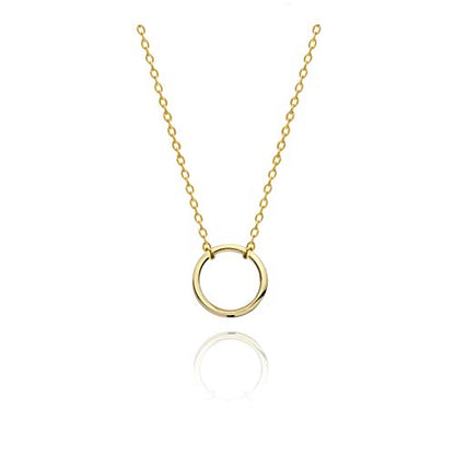 S.Leaf 18K Gold Plated Cubic Zirconia Choker Necklace for Women 925 Sterling Silver Layered Coin Moon Star Heart Circle Crystal Lariat Pendant Necklaces Gifts for Women Trendy - color: Circle_Gold